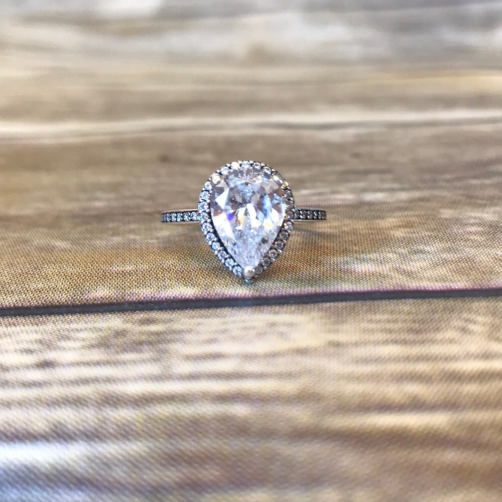 Radiant Pandora Teardrop Pear Shaped Ring Halo 💍